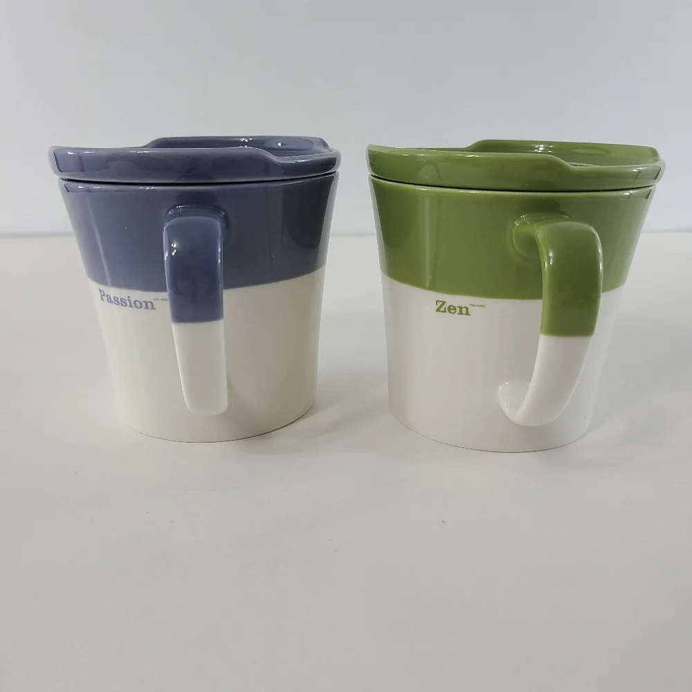 Starbucks x Tazo Tea Mug Passion Sentiment Purple Coffee Cup With Coaster Lid